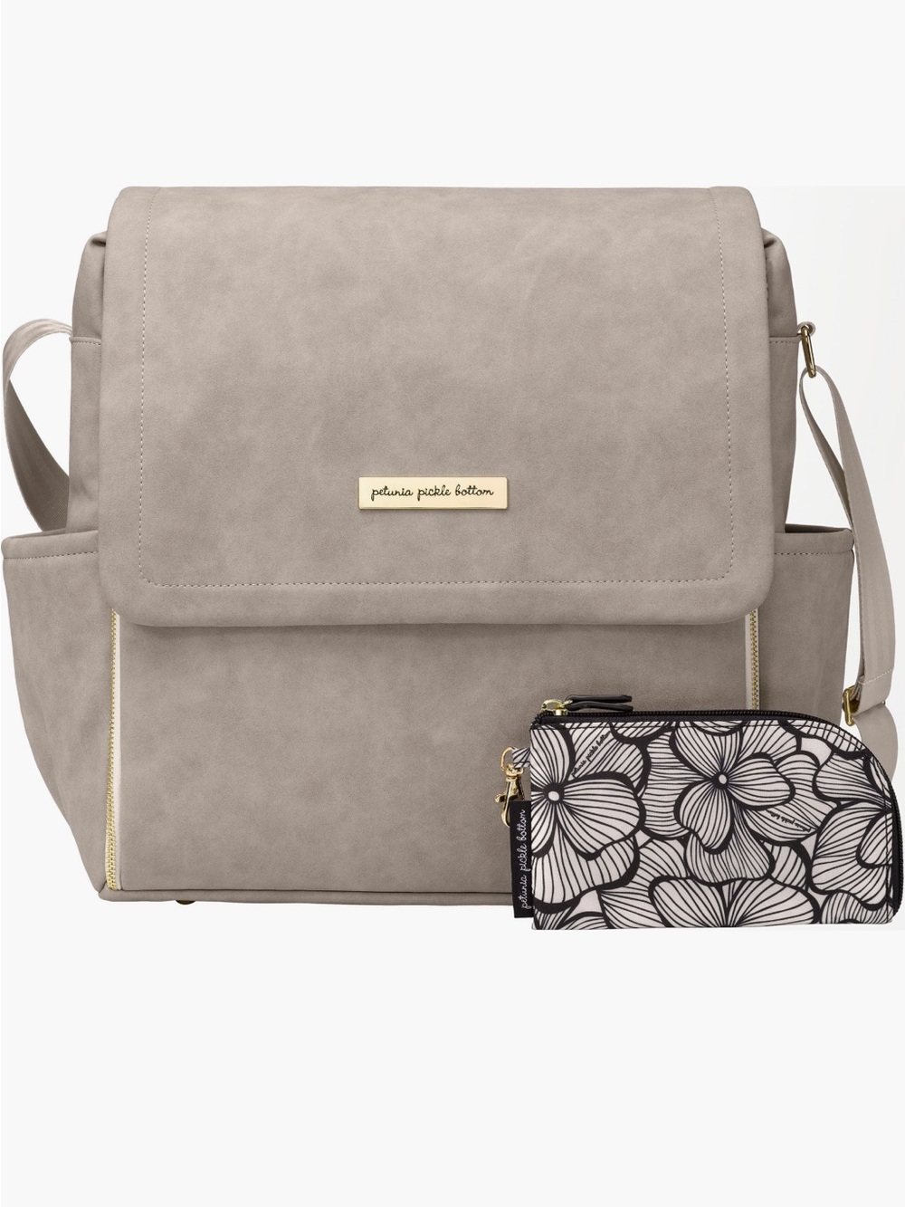 Petunia Pickle Bottom Boxy Backpack in grey matte leatherette. LIKE NEW!